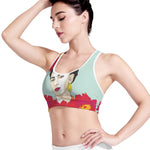 Frida Kahlo And Floral Print Women's Sports Bra