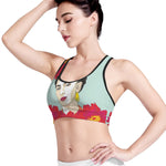 Frida Kahlo And Floral Print Women's Sports Bra
