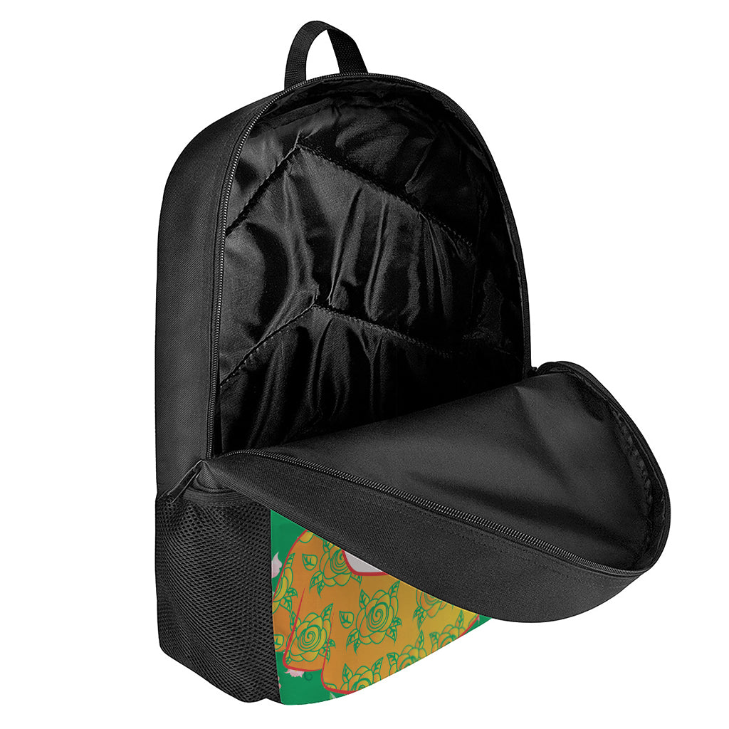 Frida Kahlo And Pink Floral Print 17 Inch Backpack