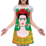 Frida Kahlo And Pink Floral Print Adjustable Apron
