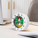 Frida Kahlo And Pink Floral Print Alarm Clock
