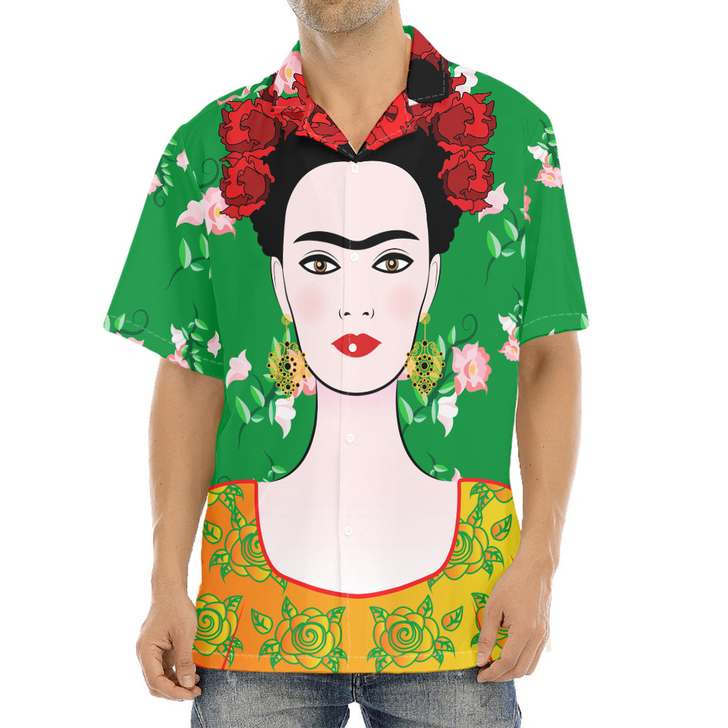 Frida Kahlo And Pink Floral Print Aloha Shirt