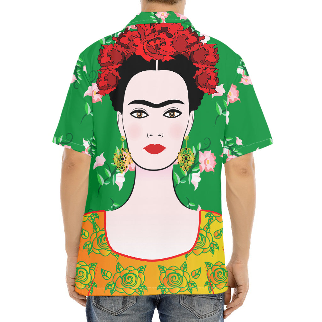 Frida Kahlo And Pink Floral Print Aloha Shirt