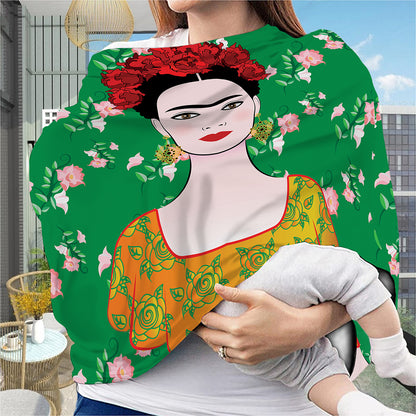 Frida Kahlo And Pink Floral Print Baby Seat Cover