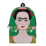 Frida Kahlo And Pink Floral Print Backpack