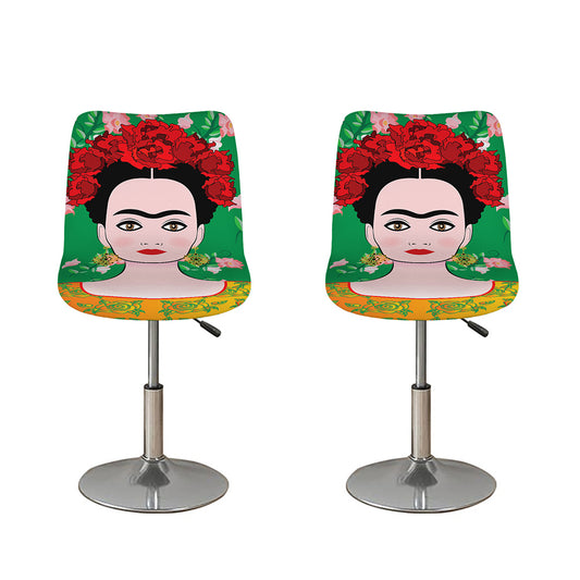 Frida Kahlo And Pink Floral Print Bar Stool Covers