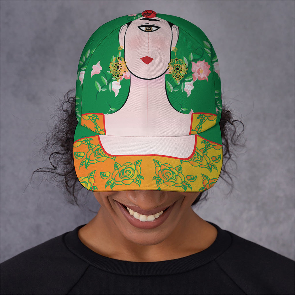 Frida Kahlo And Pink Floral Print Baseball Cap