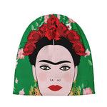Frida Kahlo And Pink Floral Print Beanie
