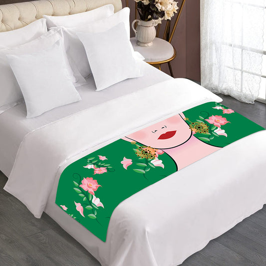 Frida Kahlo And Pink Floral Print Bed Runner