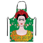 Frida Kahlo And Pink Floral Print Bib Apron With Pocket