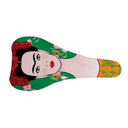 Frida Kahlo And Pink Floral Print Bicycle Seat Cover