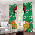 Frida Kahlo And Pink Floral Print Dimout Grommet Curtains