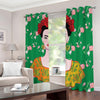 Frida Kahlo And Pink Floral Print Blackout Grommet Curtains