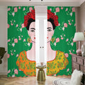 Frida Kahlo And Pink Floral Print Dimout Pencil Pleat Curtains