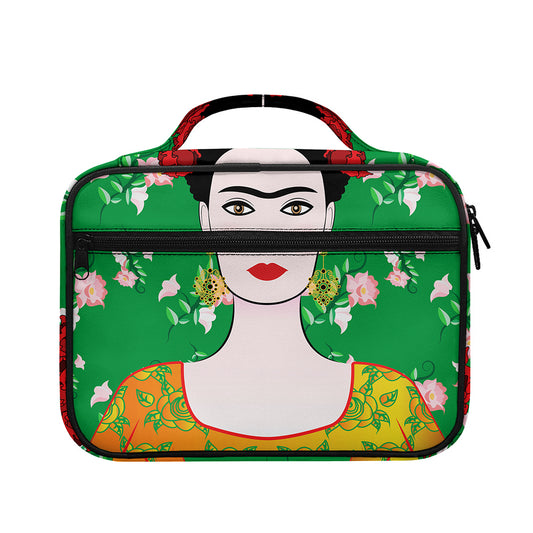 Frida Kahlo And Pink Floral Print Briefcase Bible Bag