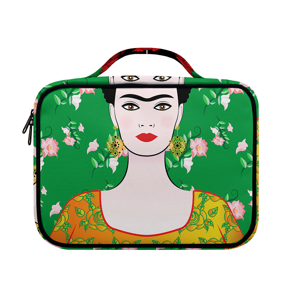 Frida Kahlo And Pink Floral Print Briefcase Bible Bag
