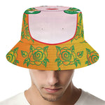 Frida Kahlo And Pink Floral Print Bucket Hat