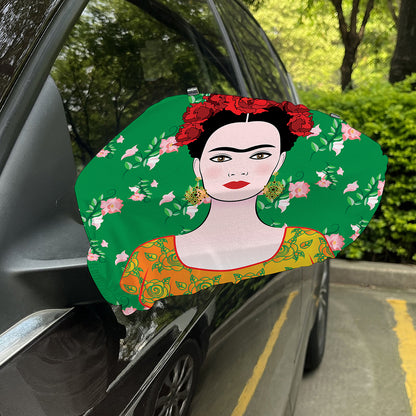 Frida Kahlo And Pink Floral Print Car Side Mirror Covers