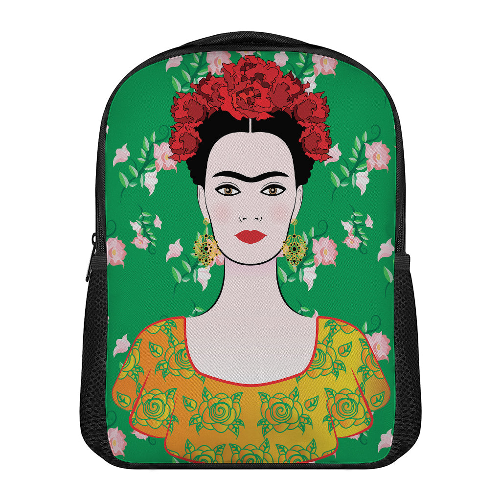 Frida Kahlo And Pink Floral Print Casual Backpack
