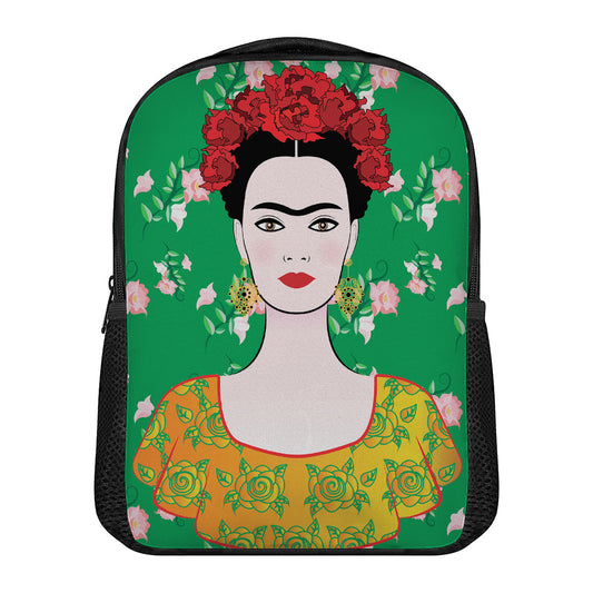 Frida Kahlo And Pink Floral Print Casual Backpack