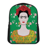 Frida Kahlo And Pink Floral Print Casual Backpack