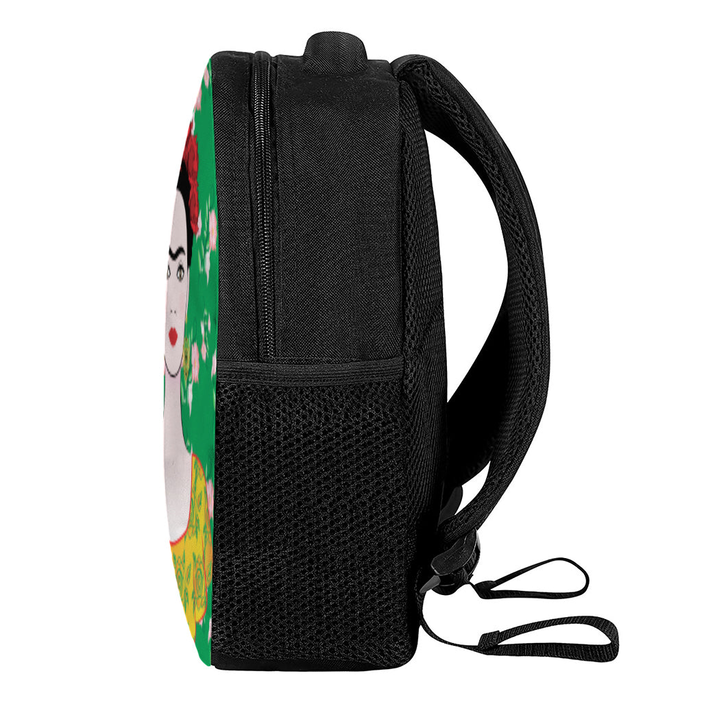 Frida Kahlo And Pink Floral Print Casual Backpack