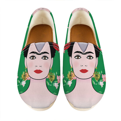 Frida Kahlo And Pink Floral Print Casual Shoes