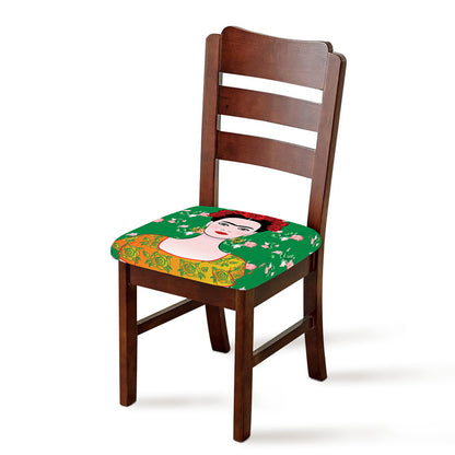 Frida Kahlo And Pink Floral Print Chair Cushion Cover