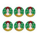 Frida Kahlo And Pink Floral Print Coaster Set