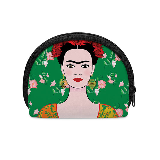 Frida Kahlo And Pink Floral Print Coin Purse