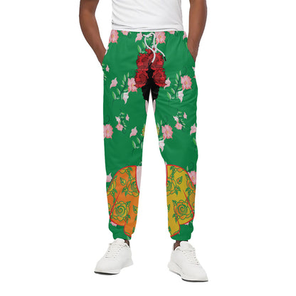Frida Kahlo And Pink Floral Print Cotton Pants