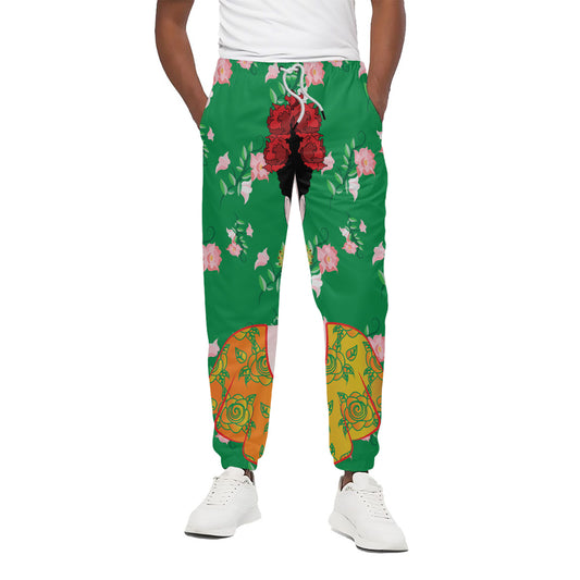 Frida Kahlo And Pink Floral Print Cotton Pants