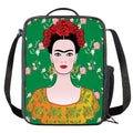 Frida Kahlo And Pink Floral Print Crossbody Lunch Bag