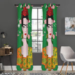 Frida Kahlo And Pink Floral Print Curtain