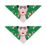 Frida Kahlo And Pink Floral Print Dog Bandana