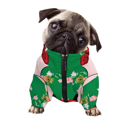 Frida Kahlo And Pink Floral Print Dog Zip Up Jacket
