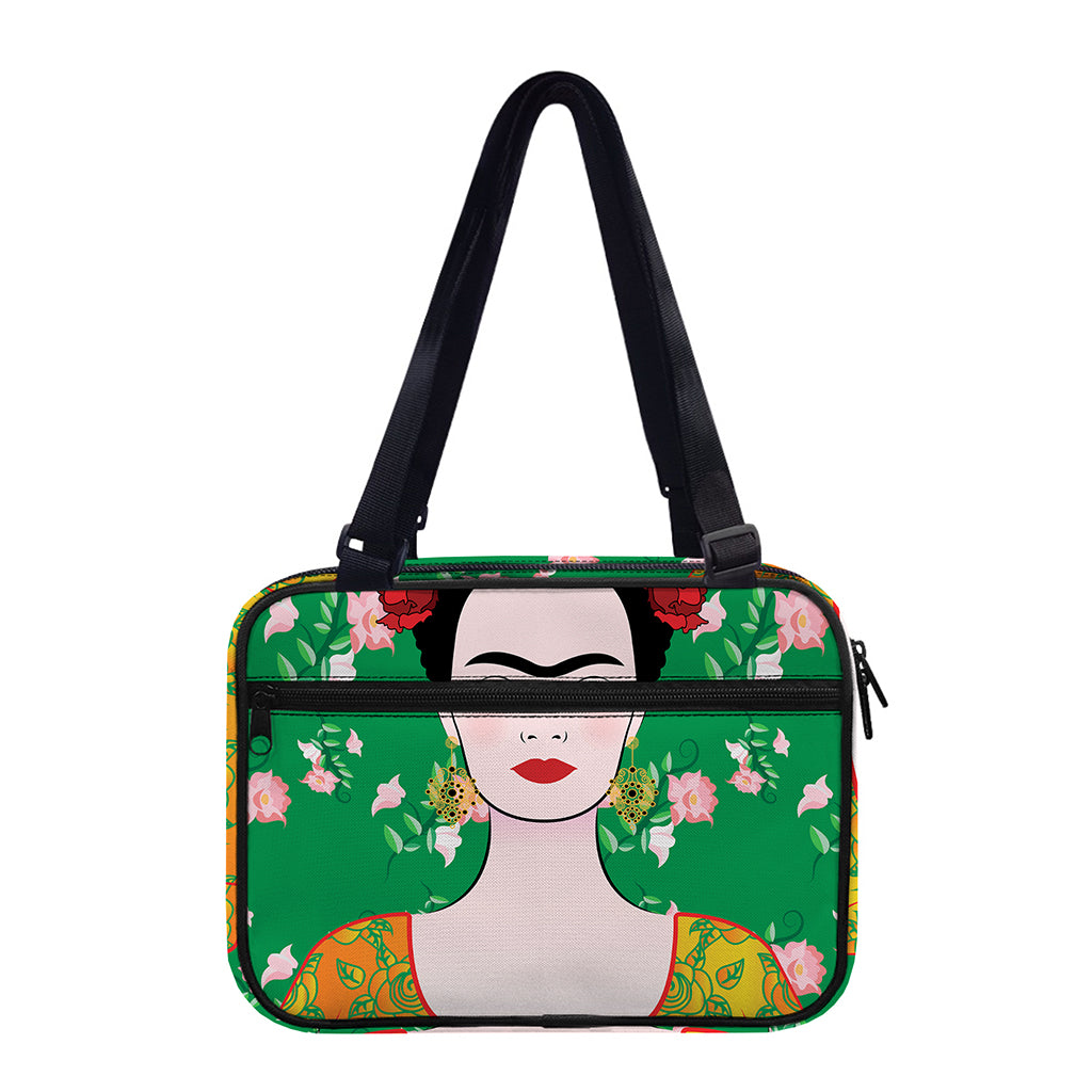Frida Kahlo And Pink Floral Print Double Strap Bible Bag