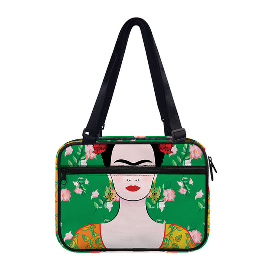Frida Kahlo And Pink Floral Print Double Strap Bible Bag