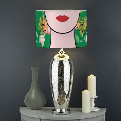 Frida Kahlo And Pink Floral Print Drum Lamp Shade