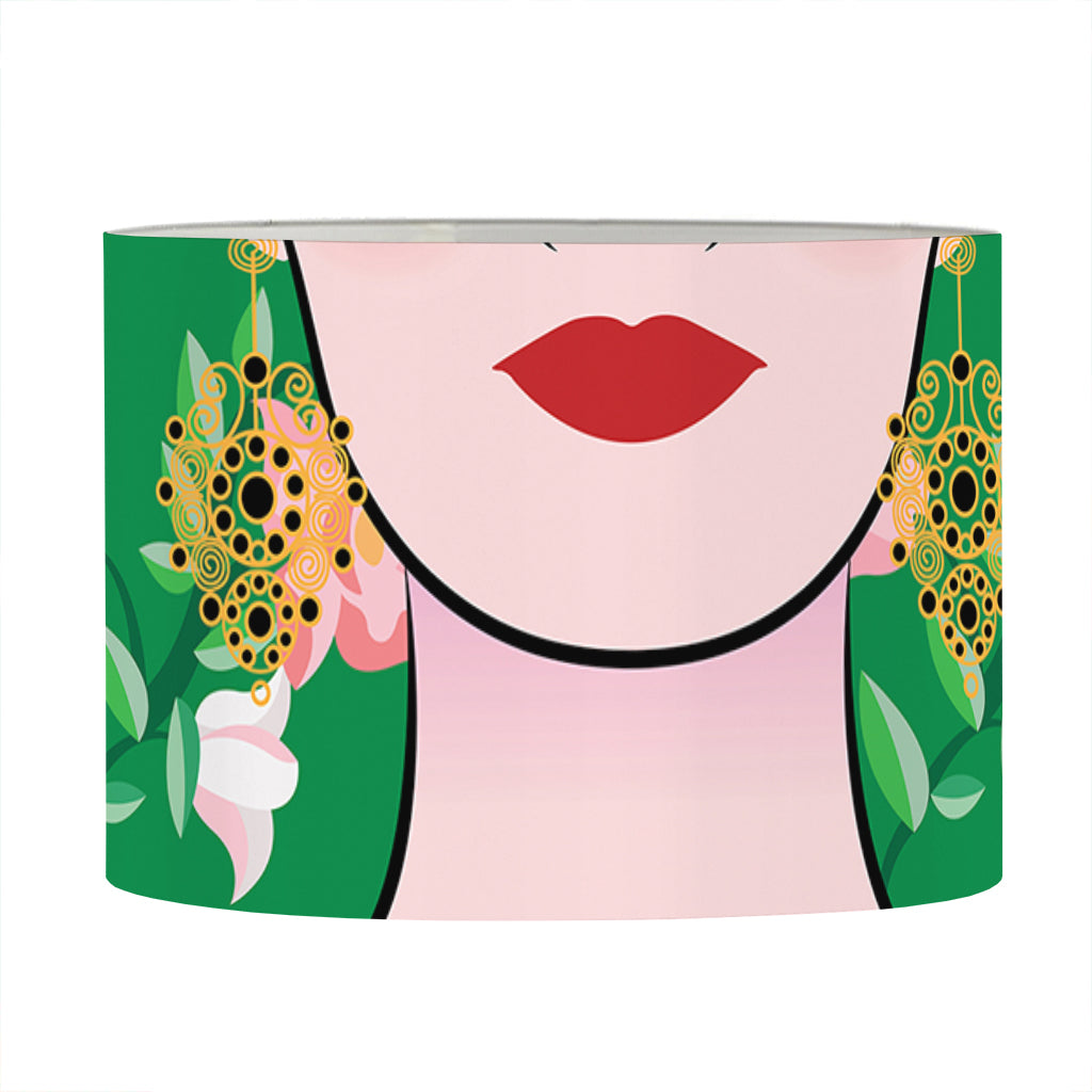 Frida Kahlo And Pink Floral Print Drum Lamp Shade