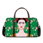 Frida Kahlo And Pink Floral Print Duffle Bag
