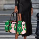 Frida Kahlo And Pink Floral Print Duffle Bag