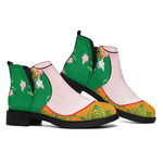 Frida Kahlo And Pink Floral Print Flat Ankle Boots