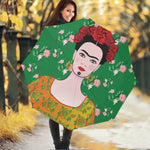 Frida Kahlo And Pink Floral Print Foldable Umbrella