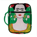 Frida Kahlo And Pink Floral Print Front Pocket Bible Bag