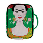 Frida Kahlo And Pink Floral Print Front Pocket Bible Bag