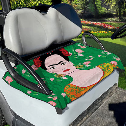 Frida Kahlo And Pink Floral Print Golf Cart Seat Cover
