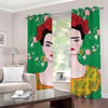 Frida Kahlo And Pink Floral Print Grommet Curtains