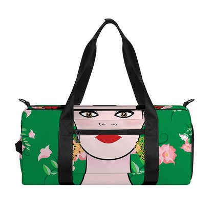Frida Kahlo And Pink Floral Print Gym Bag