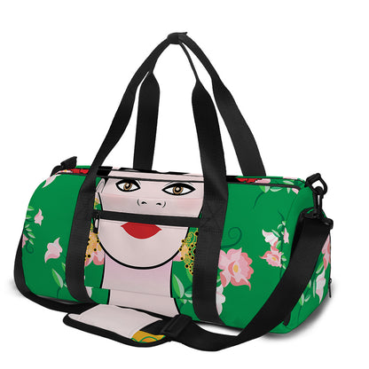 Frida Kahlo And Pink Floral Print Gym Bag